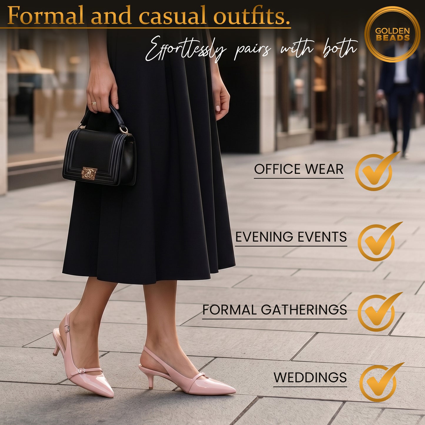 Elegant Women’s Pointed Toe Sling back Kitten Heel Sandals Perfect Wedding & Party Pumps Stylish Footwear (Size 3-8 UK)