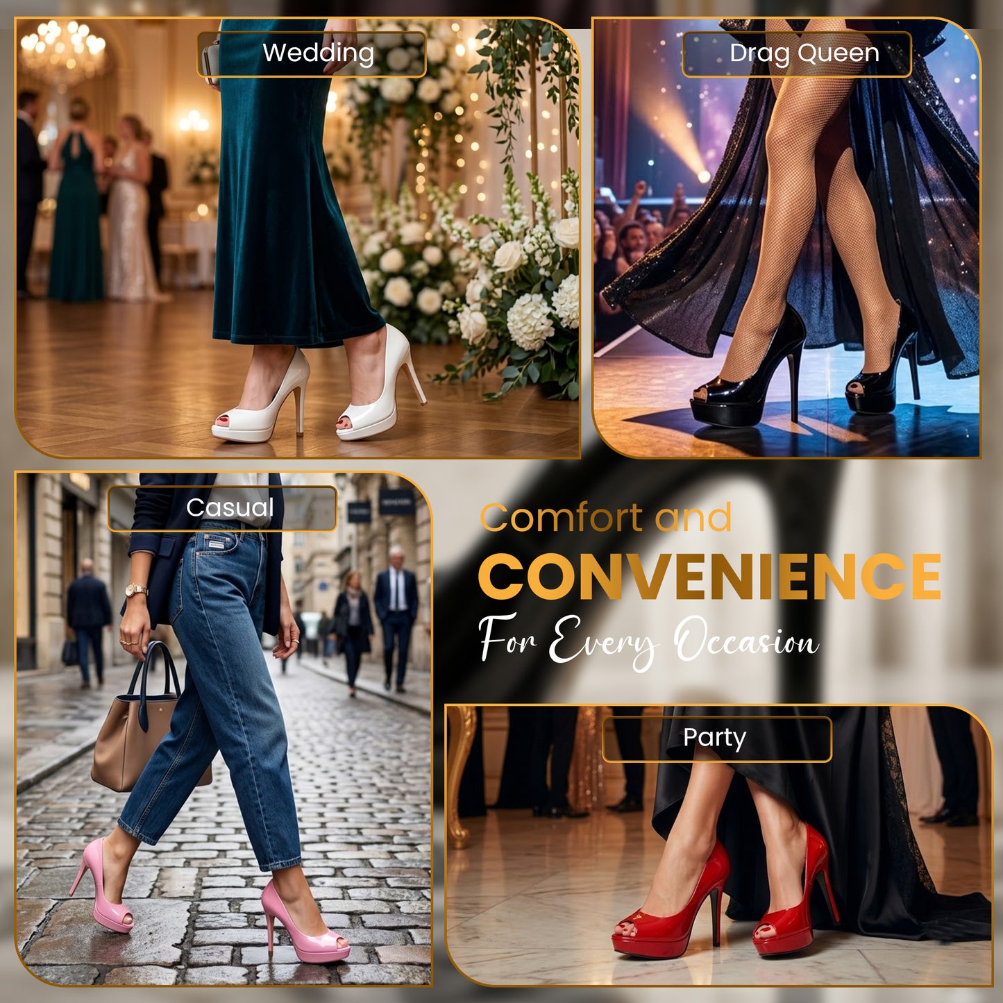 Mens Womens Drag Queen Cross Dresser HIGH Heel PEEP Toe Court Shoes