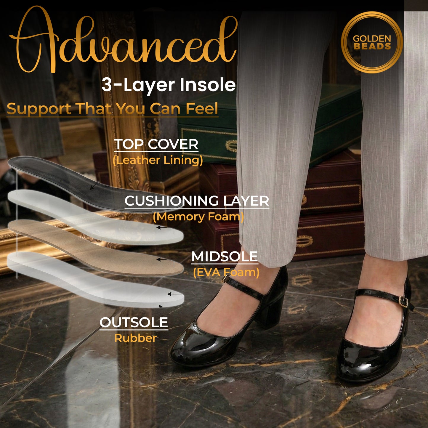 Women’s Elegant Signature Mary Jane Low Mid-Block Heels Pumps Cushioned Comfort Ankle Strap Court Shoes Wide & Extra Wide Fit