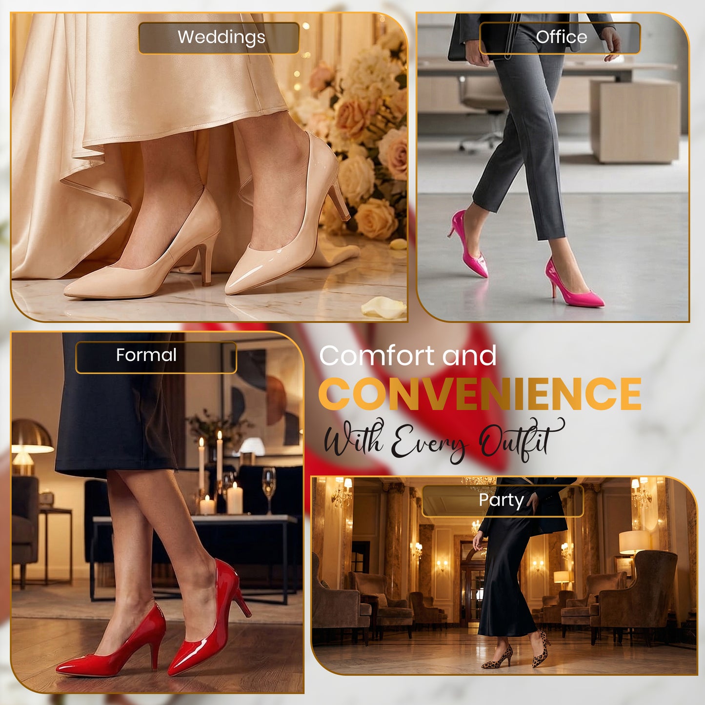 Women’s Low Heel Court Shoes Elegant Pointed Toe Mid Heel Pumps for Office, Work, Wedding & Formal Wear Comfort Shoes UK