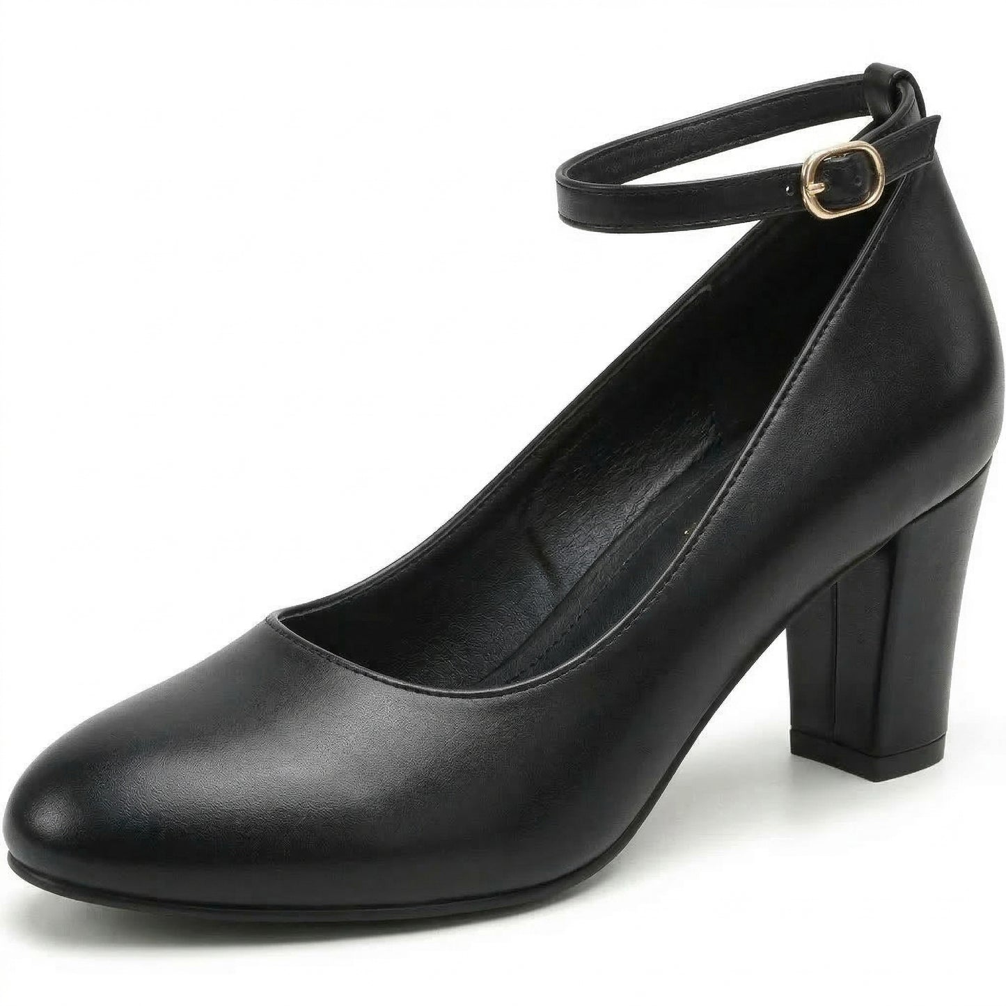 Ankle Strap Block Heels Court Shoes For Women High Heel Ladies