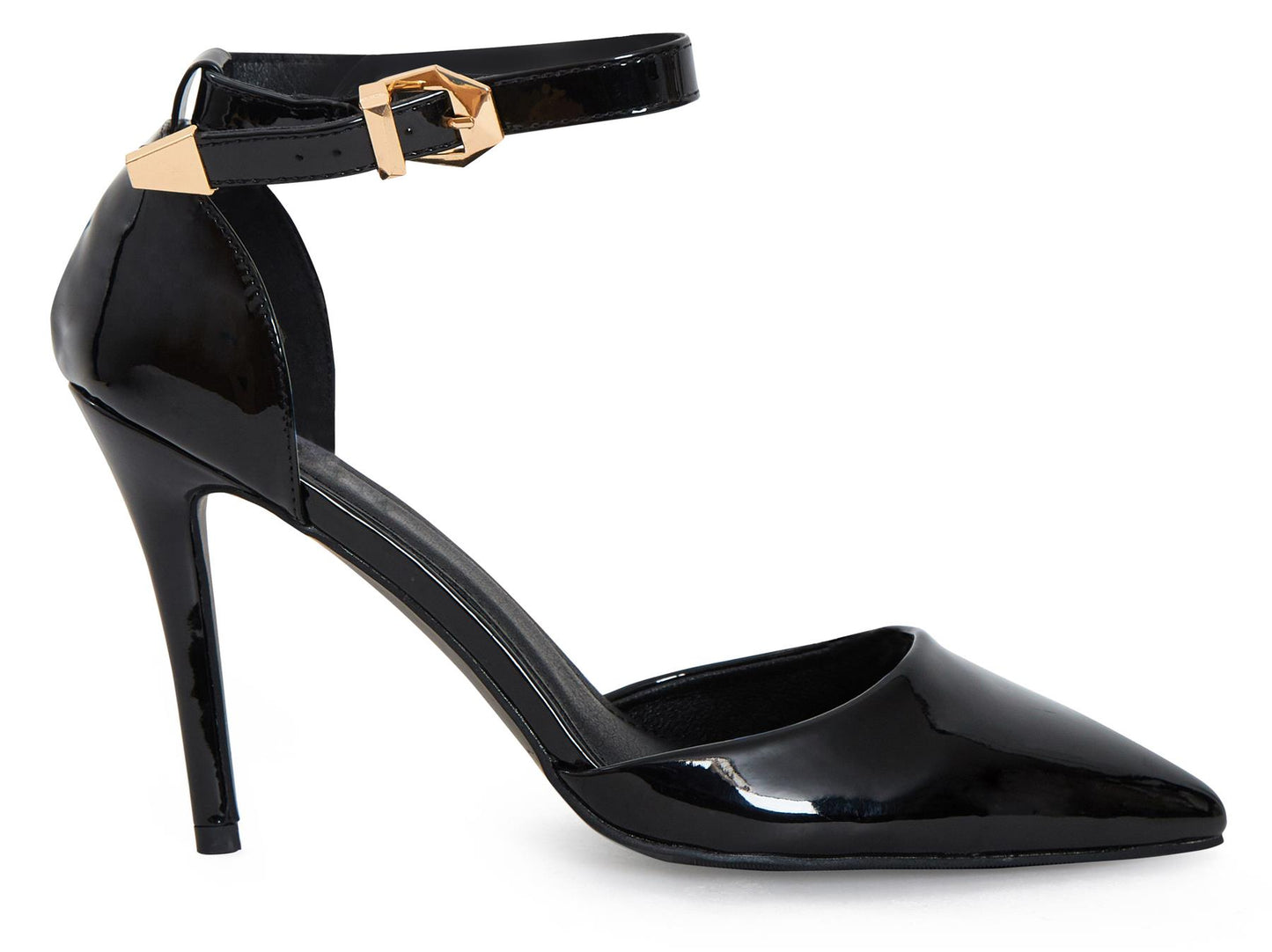 Womens ladies Ankle Strap High Stiletto Heel Sandals Pointy Toe Court Shoes