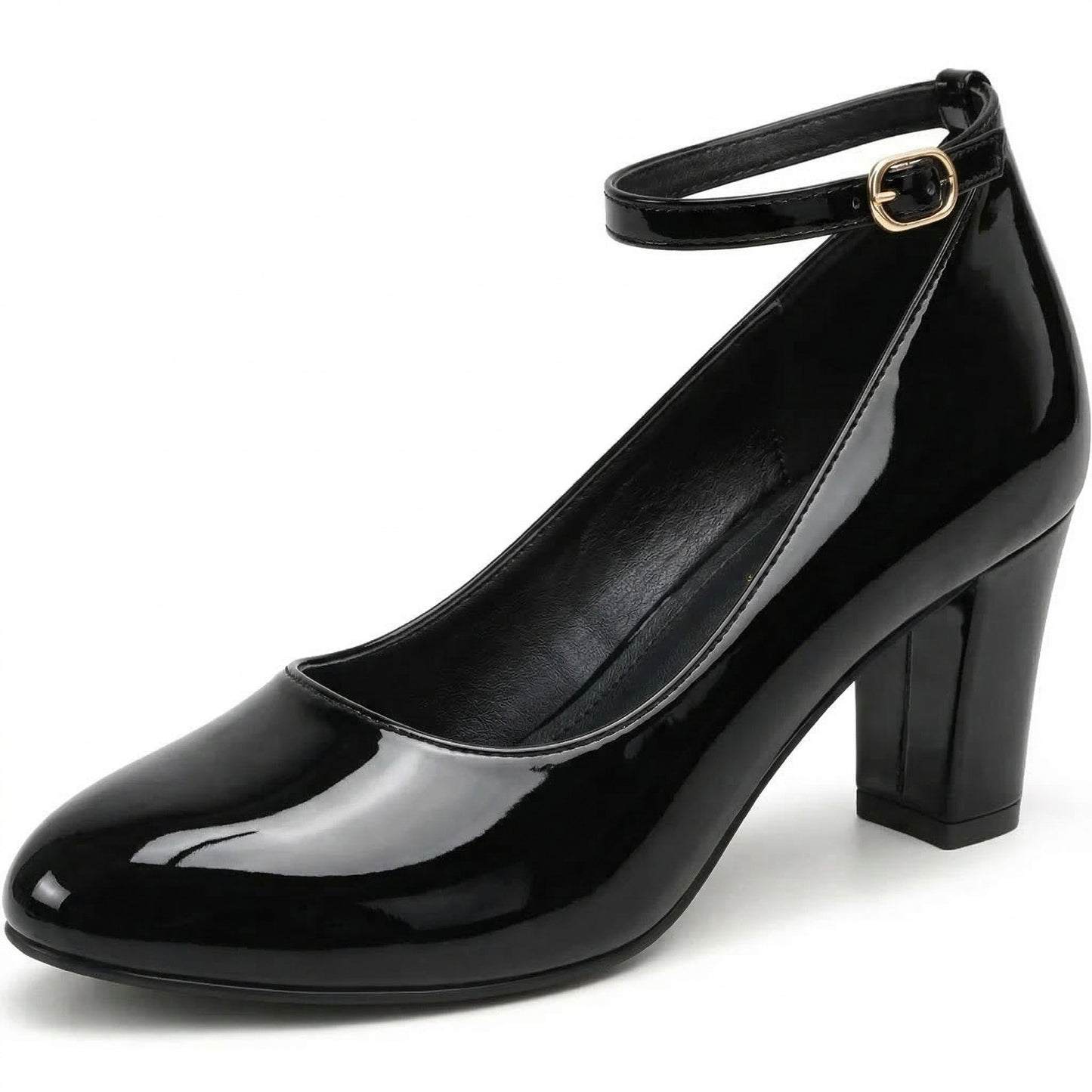 Ankle Strap Block Heels Court Shoes For Women High Heel Ladies