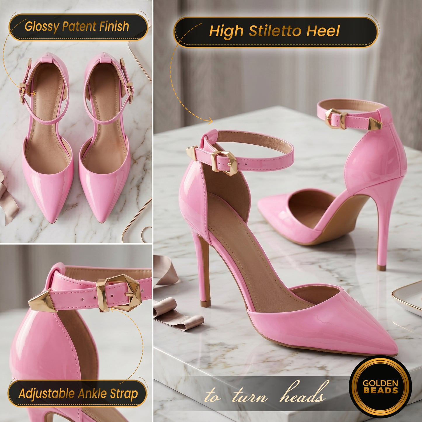Womens ladies Ankle Strap High Stiletto Heel Sandals Pointy Toe Court Shoes
