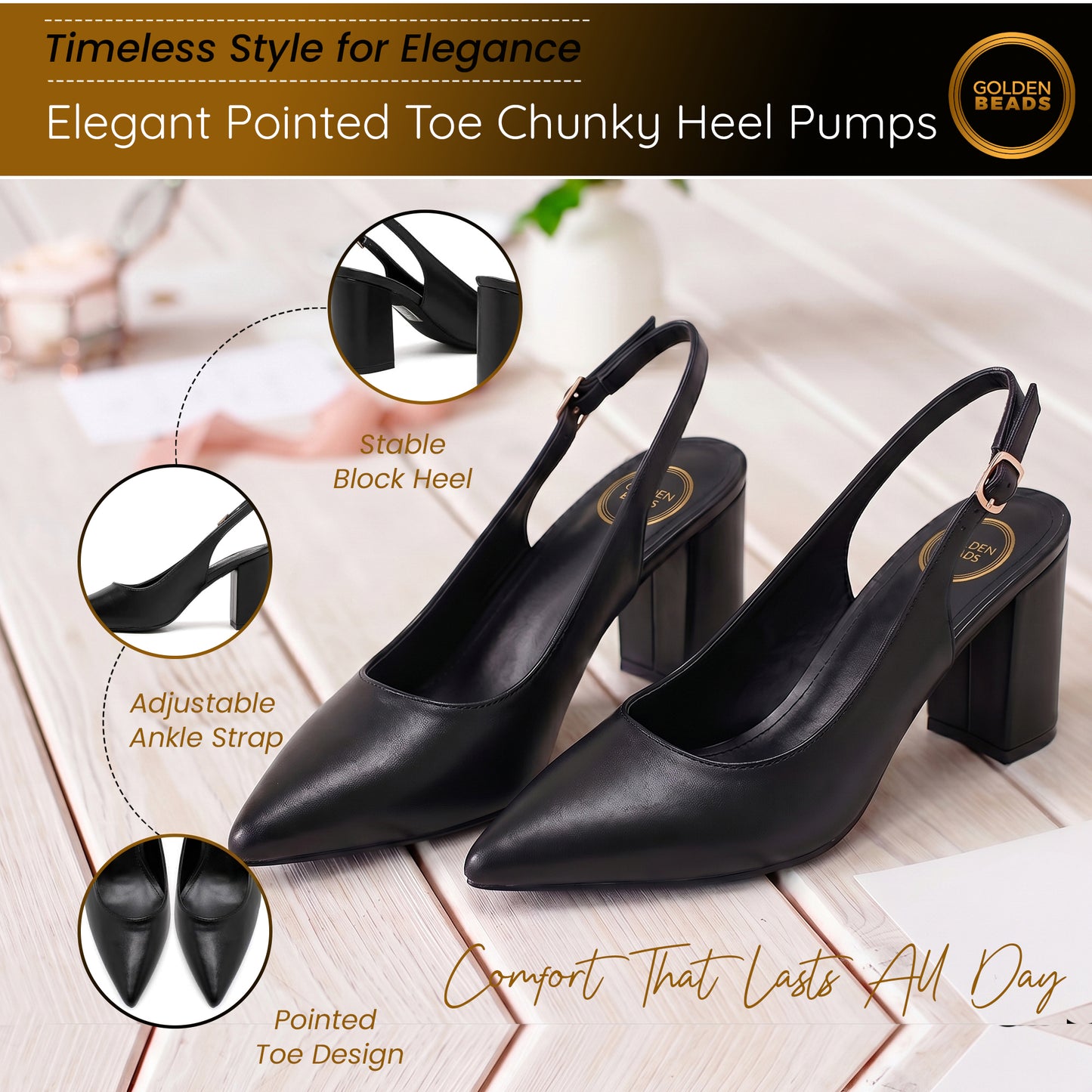 Women’s Elegant Pointed Toe Court Shoes Ankle Strap Chunky Heels, Block Heel Sandals Pumps for Wedding & Party UK Size 3-8