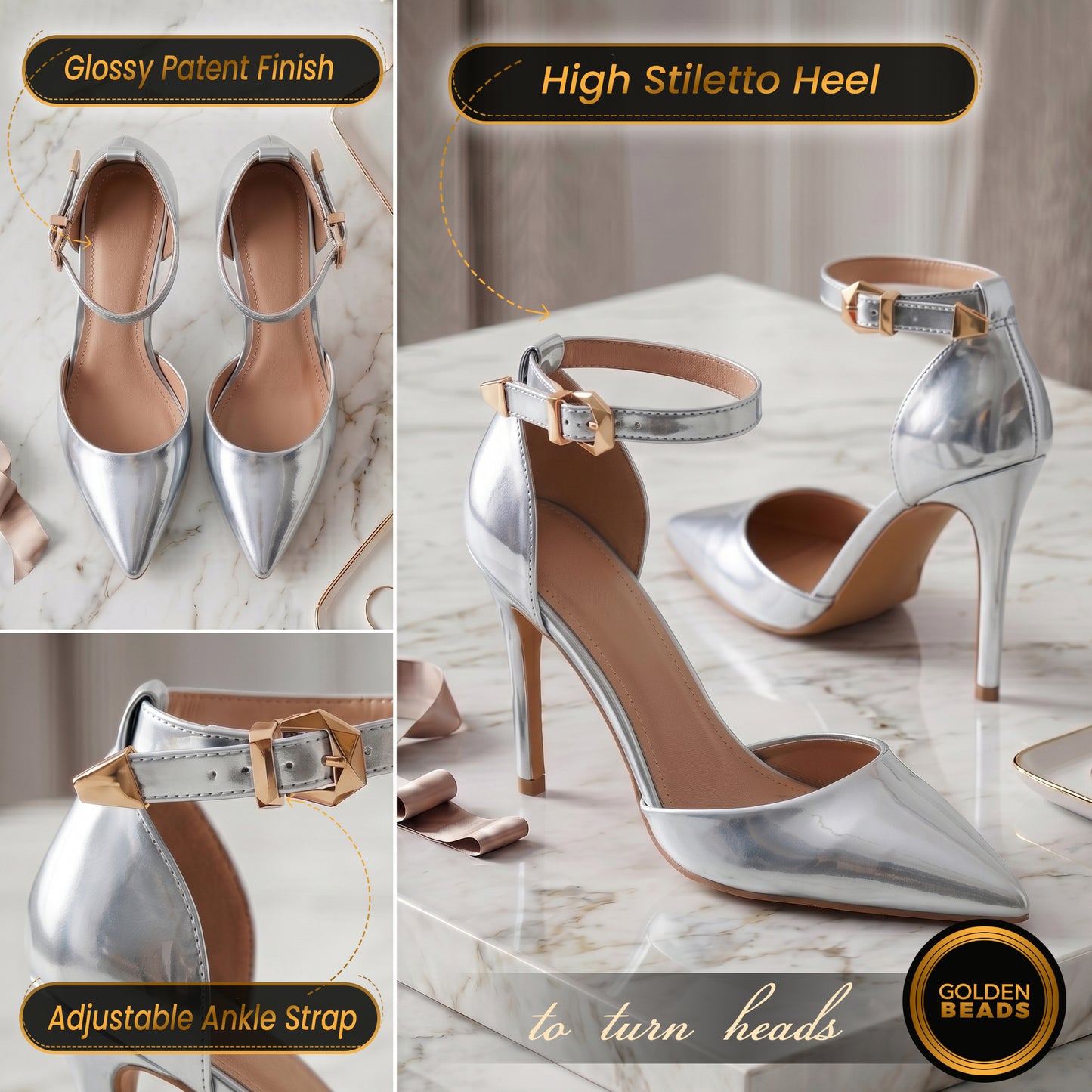 Womens ladies Ankle Strap High Stiletto Heel Sandals Pointy Toe Court Shoes