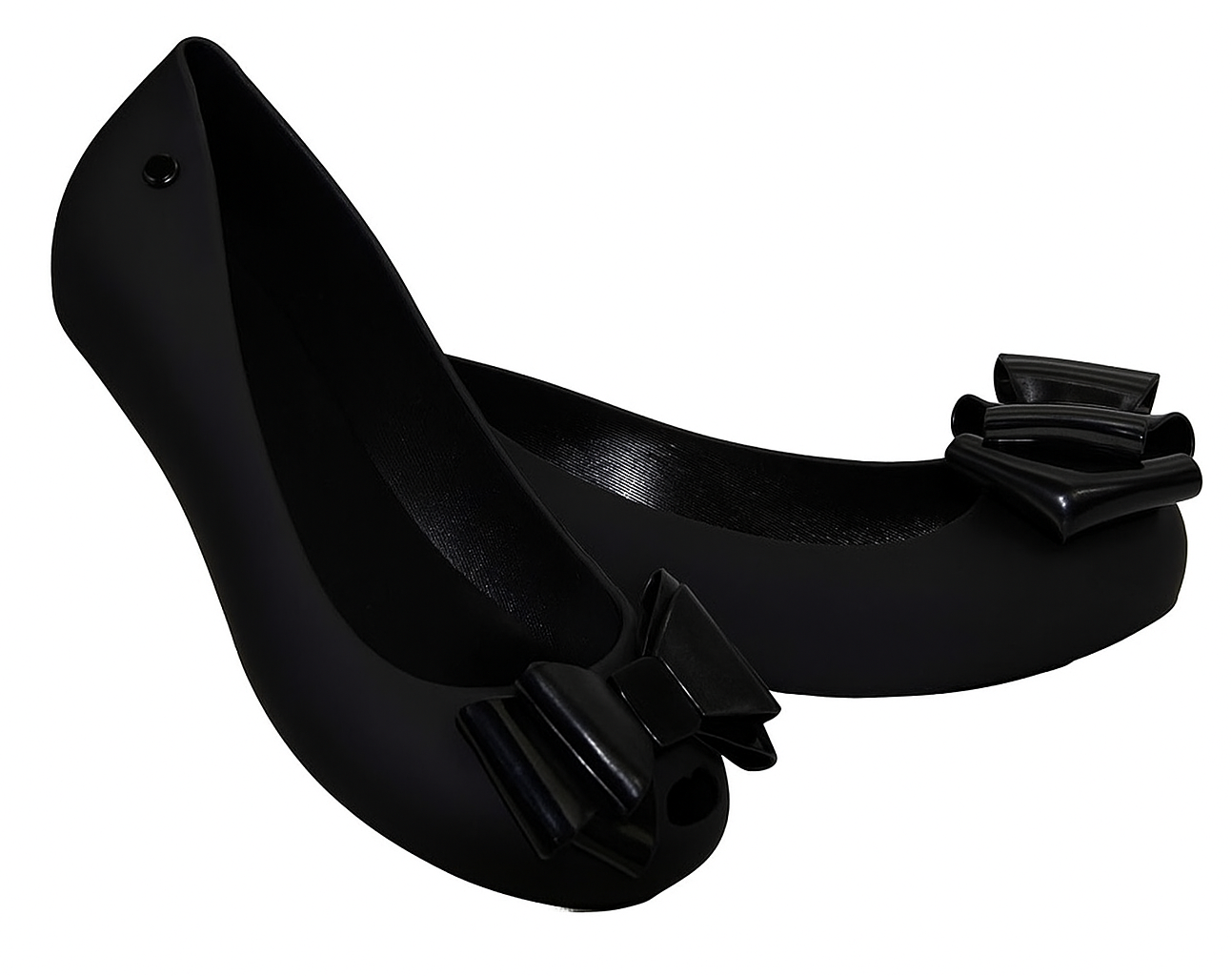 Women's Black Jelly Stylish Shoes Bow Comfortable Slip-On Ballerina Flats for Casual Outings, Summer Walks & Beachwear