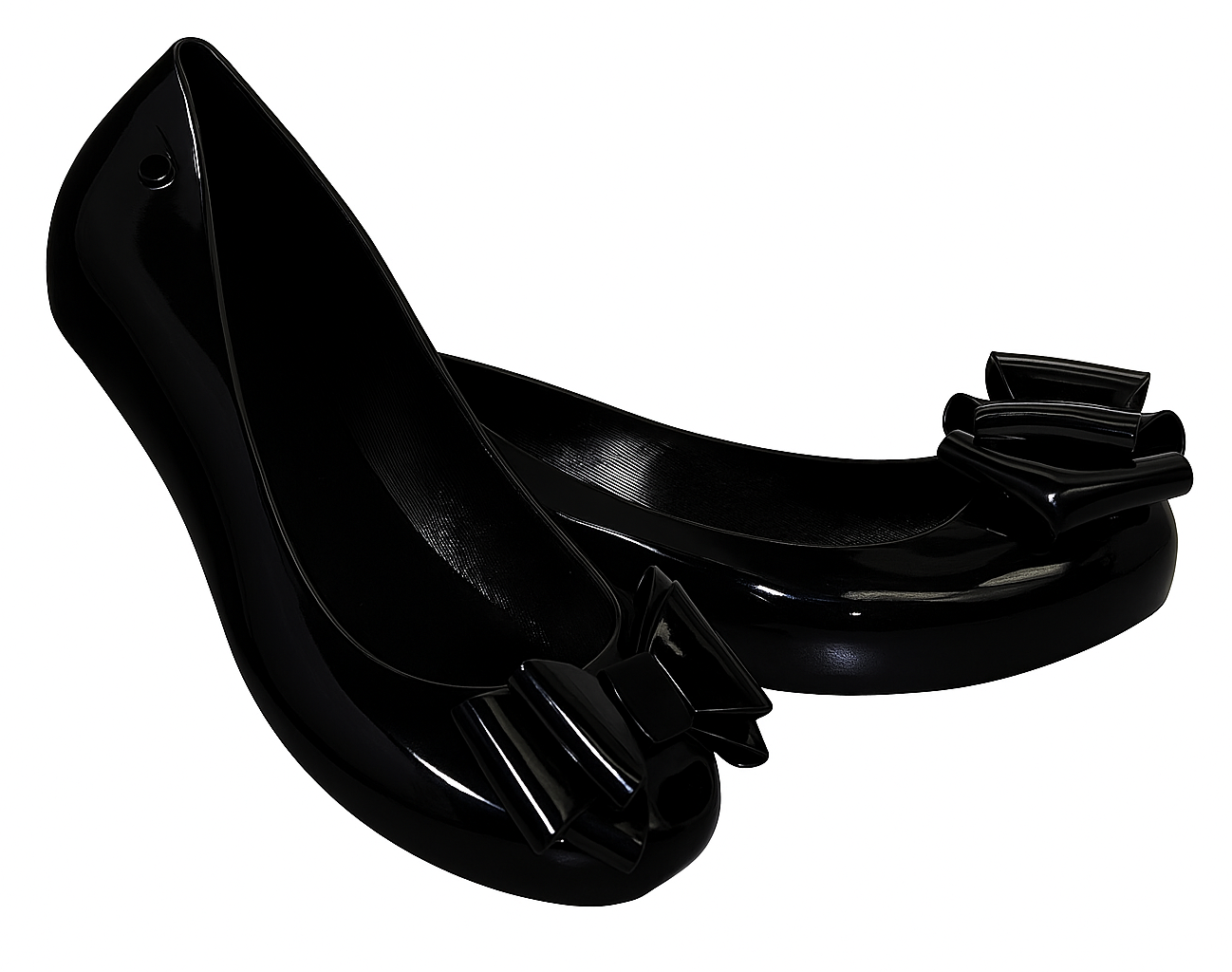 Women's Black Jelly Stylish Shoes Bow Comfortable Slip-On Ballerina Flats for Casual Outings, Summer Walks & Beachwear