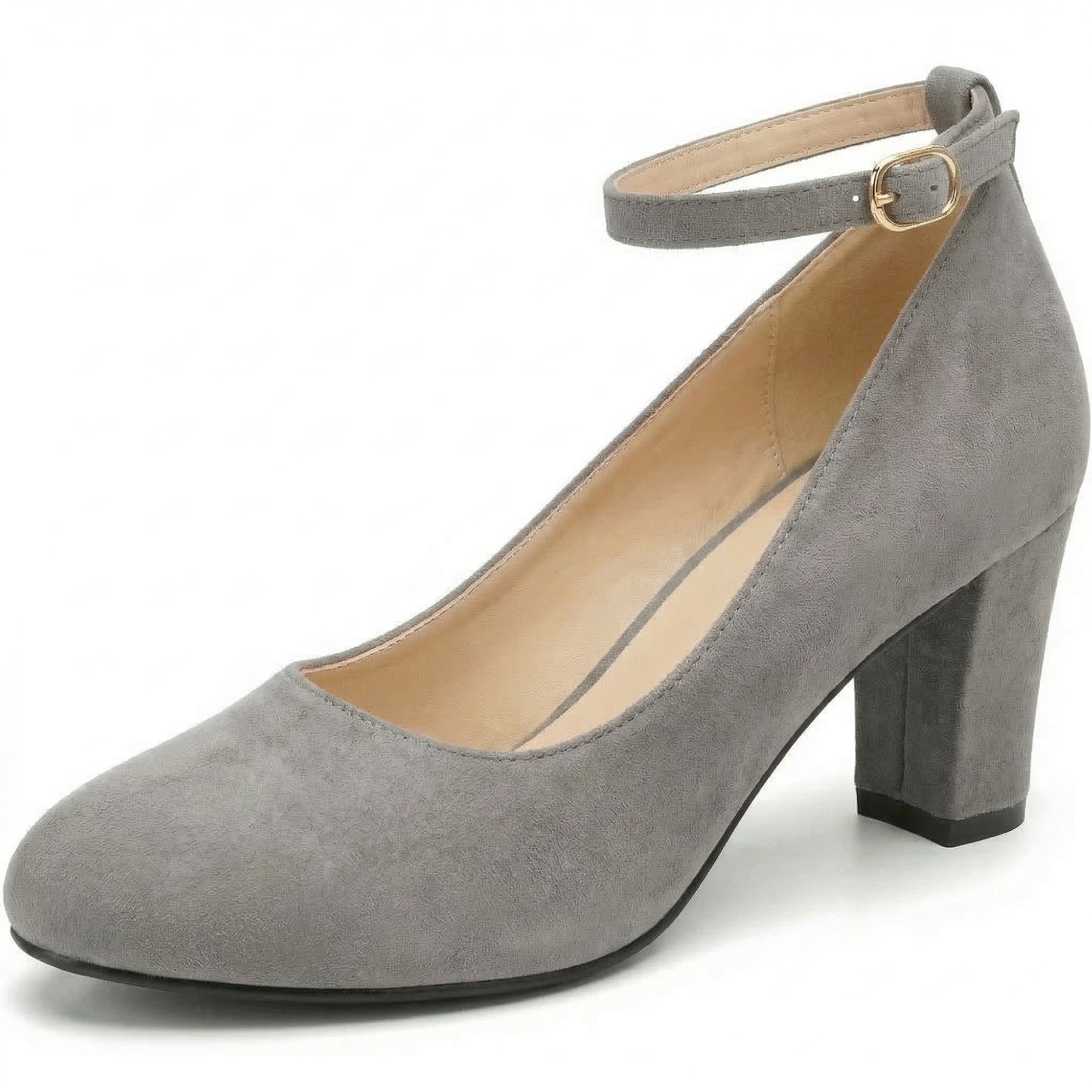 Ankle Strap Block Heels Court Shoes For Women High Heel Ladies