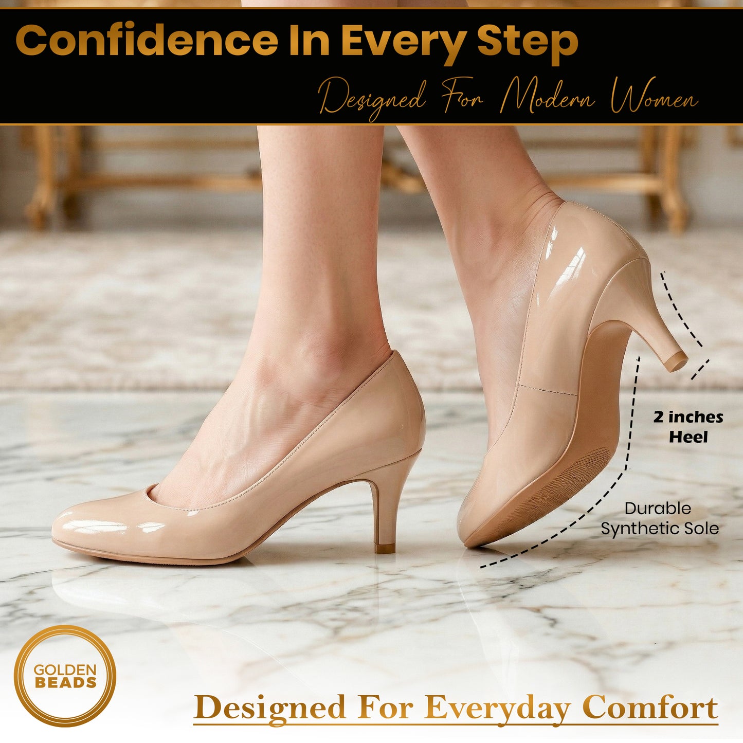 Womens Ladies Low Kitten Heels for Office, Work, Night Out and Party Court Shoes
