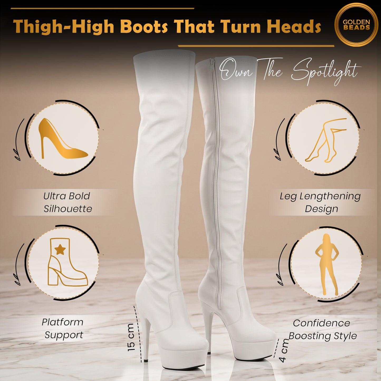 Women ladies boots thigh high Stiletto Heel Wide Leg Stretch Fetish Platform Boots with side zip