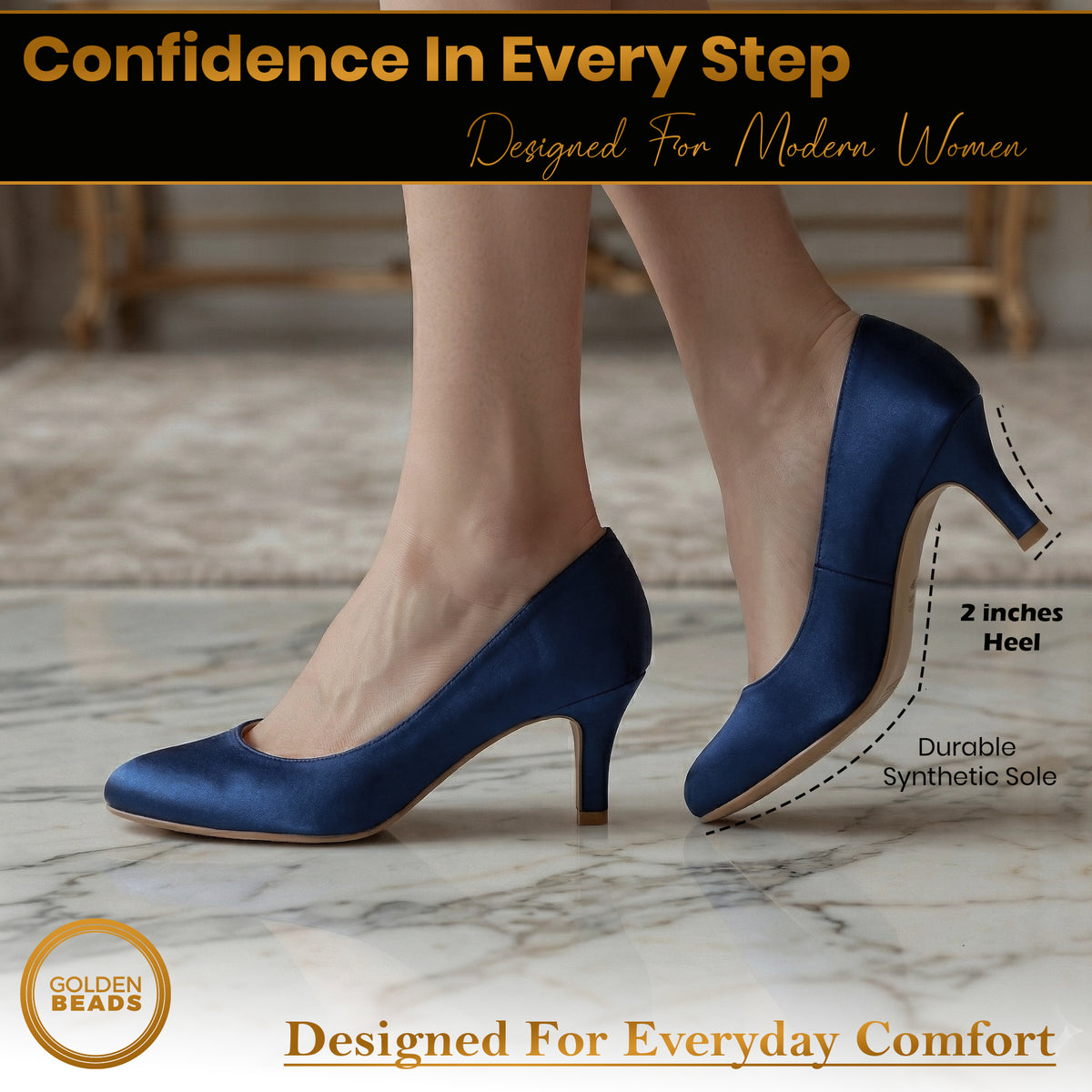 Womens Ladies Low Kitten Heels for Office, Work, Night Out and Party Court Shoes