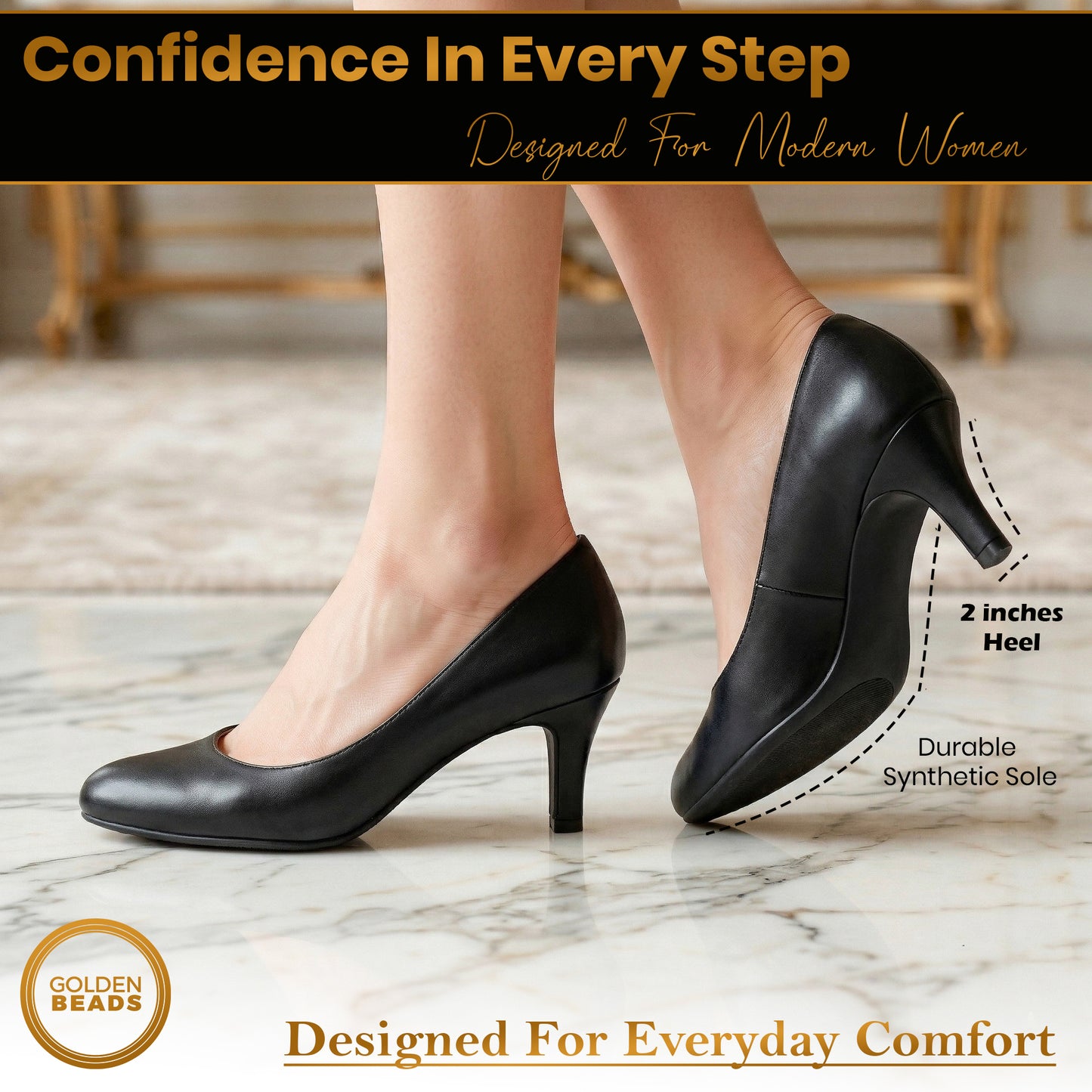 Womens Ladies Low Kitten Heels for Office, Work, Night Out and Party Court Shoes