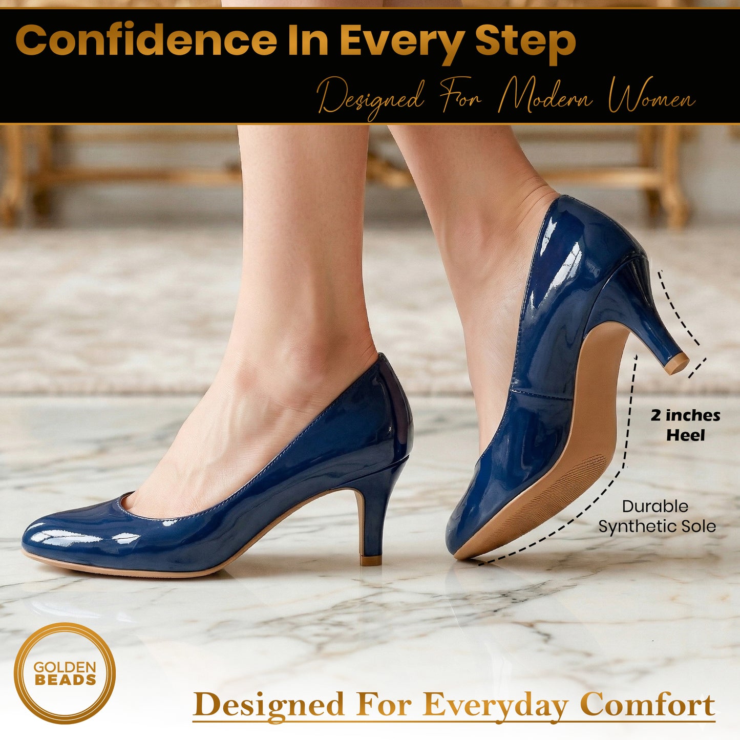Womens Ladies Low Kitten Heels for Office, Work, Night Out and Party Court Shoes