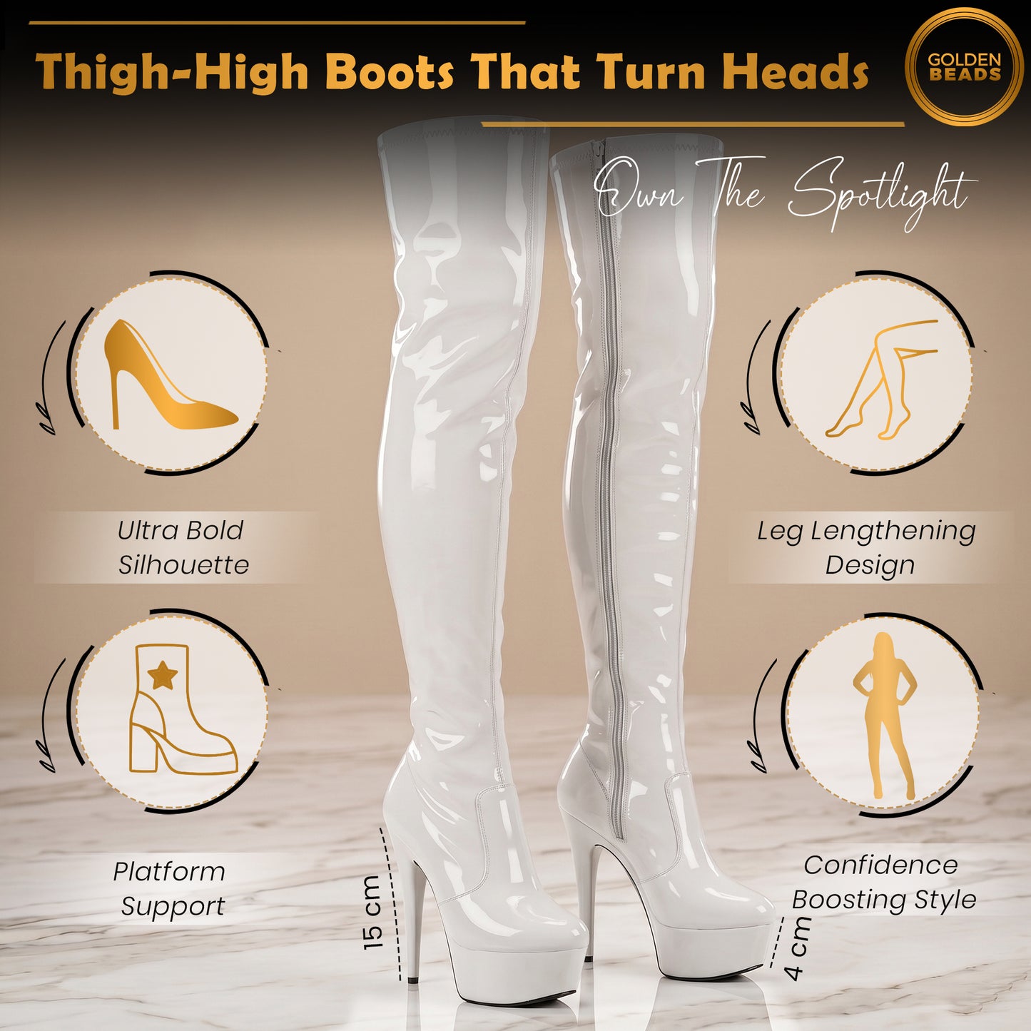 Women ladies boots thigh high Stiletto Heel Wide Leg Stretch Fetish Platform Boots with side zip