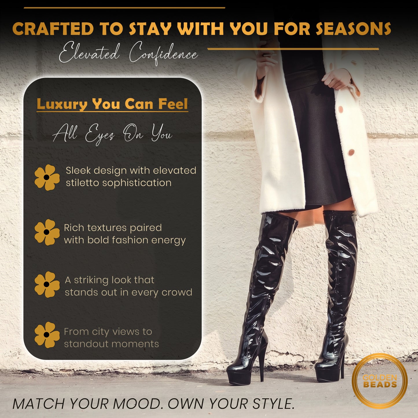 Women ladies boots thigh high Stiletto Heel Wide Leg Stretch Fetish Platform Boots with side zip
