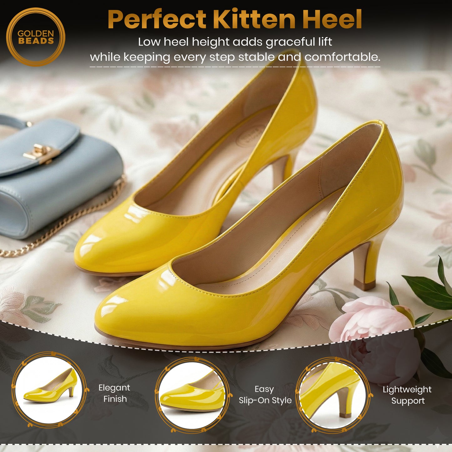 Ladies Womens Low Kitten Heel Work Court Evening Girls Shoes Pumps