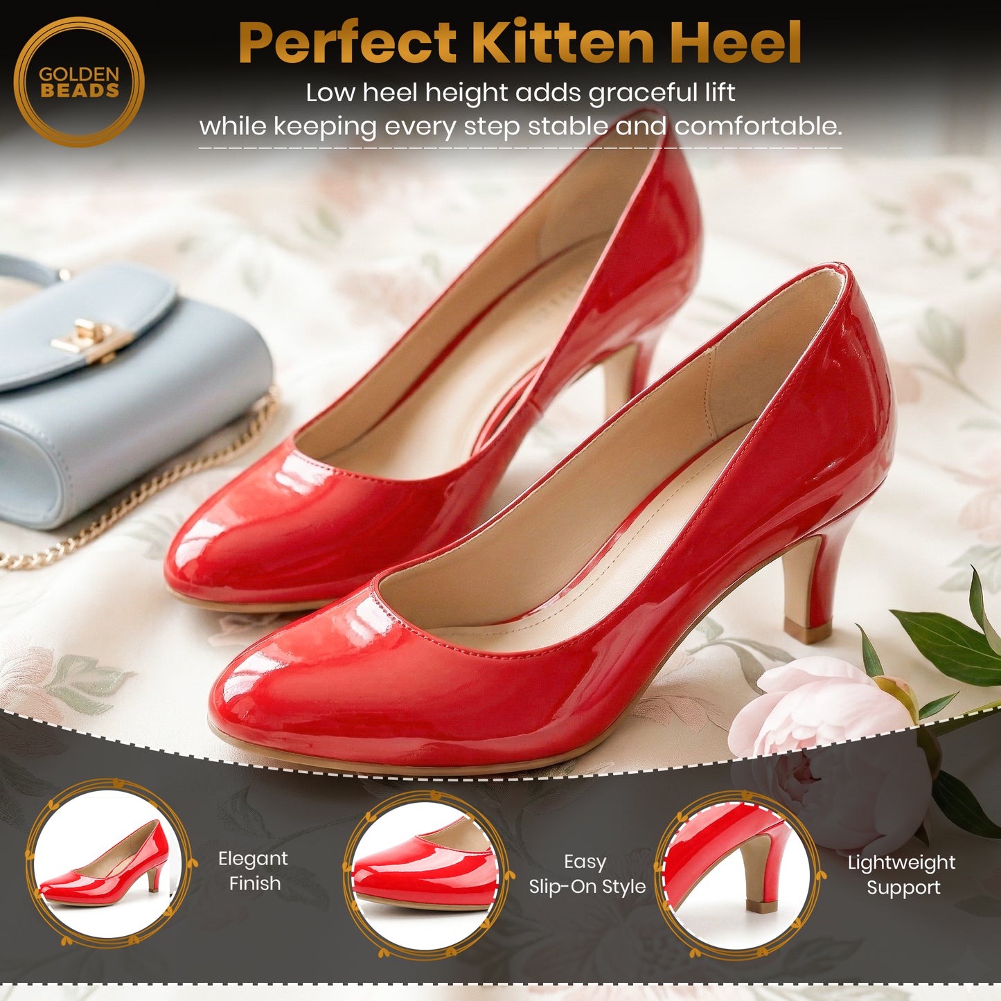 Ladies Womens Low Kitten Heel Work Court Evening Girls Shoes Pumps