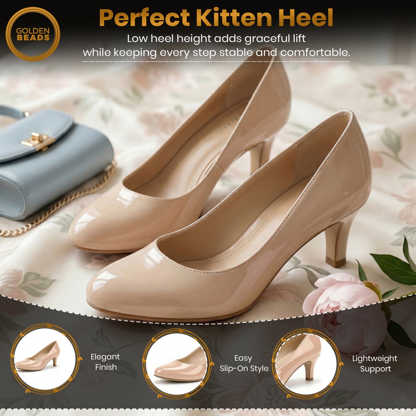Ladies Womens Low Kitten Heel Work Court Evening Girls Shoes Pumps