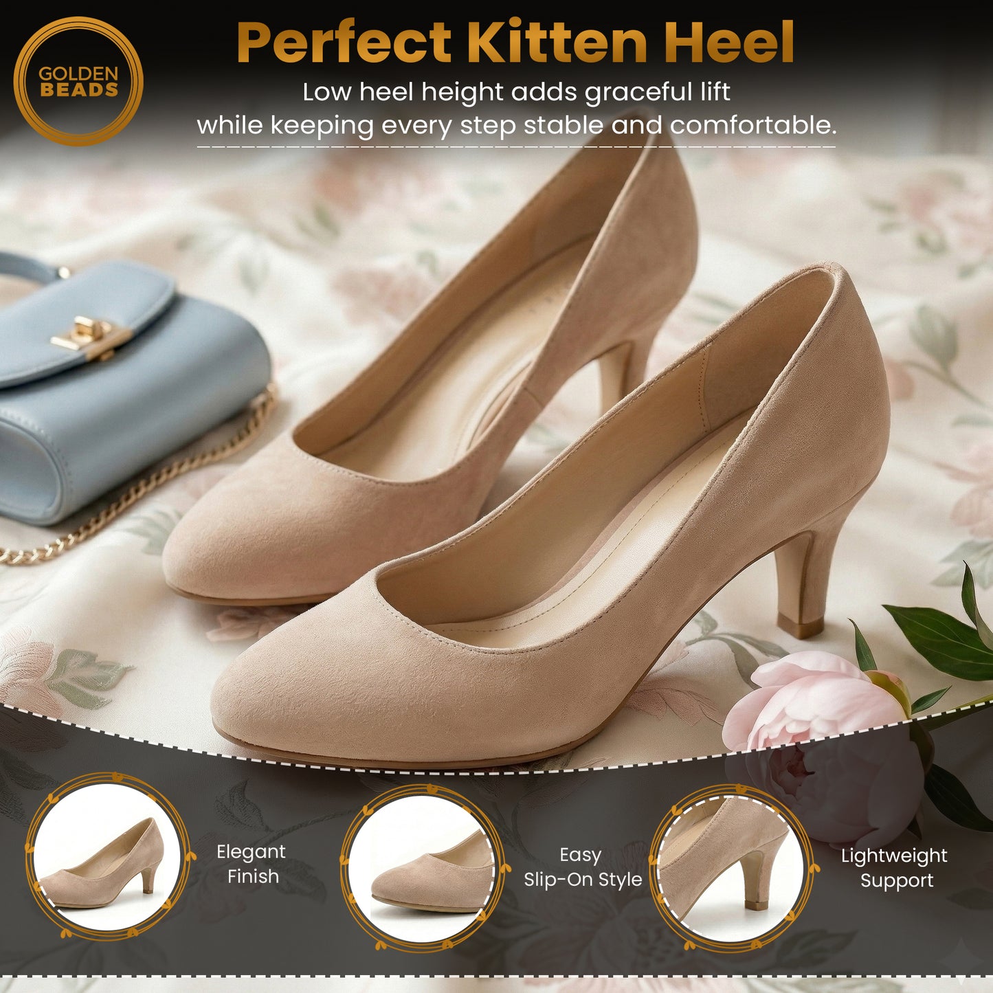 Ladies Womens Low Kitten Heel Work Court Evening Girls Shoes Pumps
