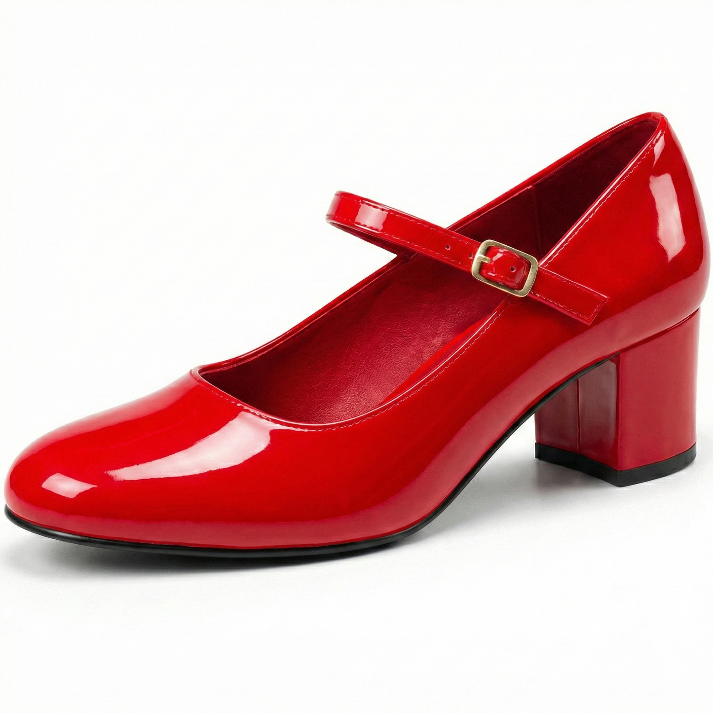 Women’s Elegant Signature Mary Jane Low Mid-Block Heels Pumps Cushioned Comfort Ankle Strap Court Shoes Wide & Extra Wide Fit