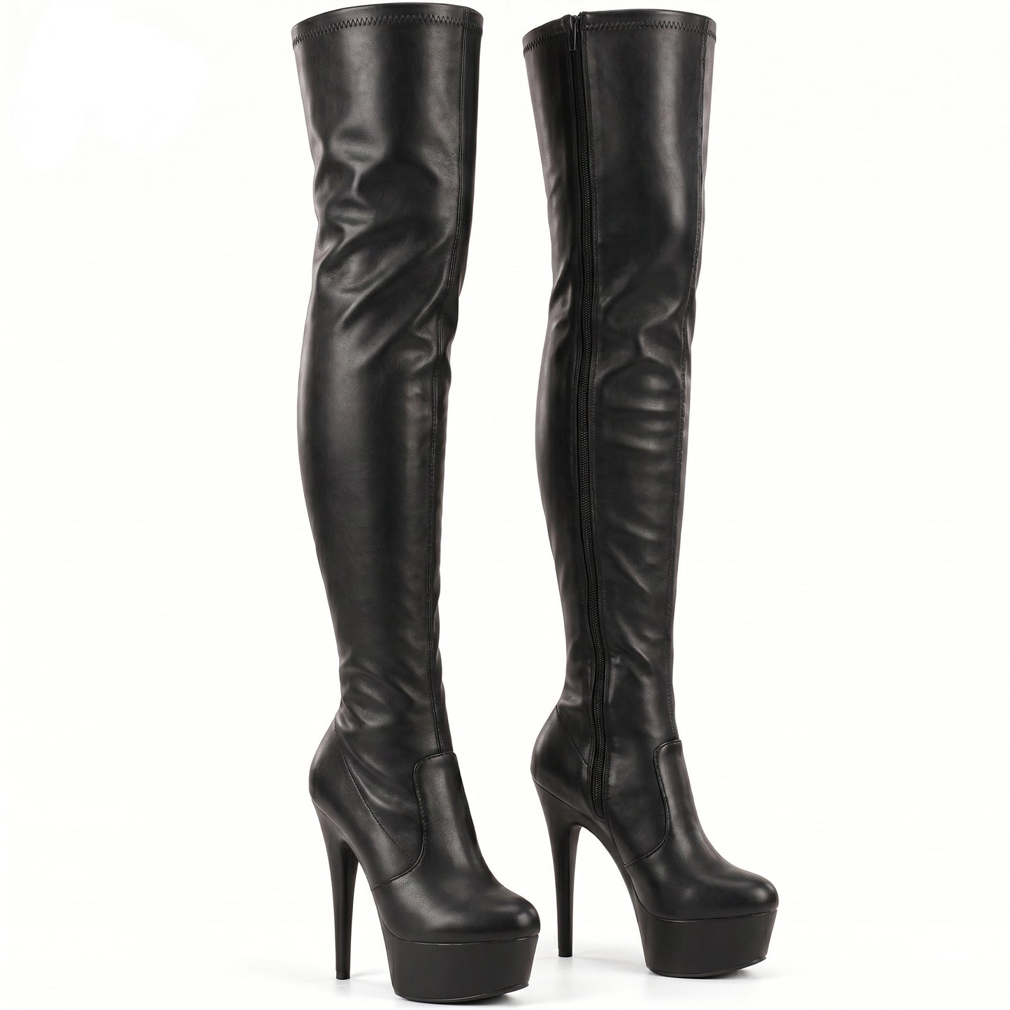 Women ladies boots thigh high Stiletto Heel Wide Leg Stretch Fetish Platform Boots with side zip