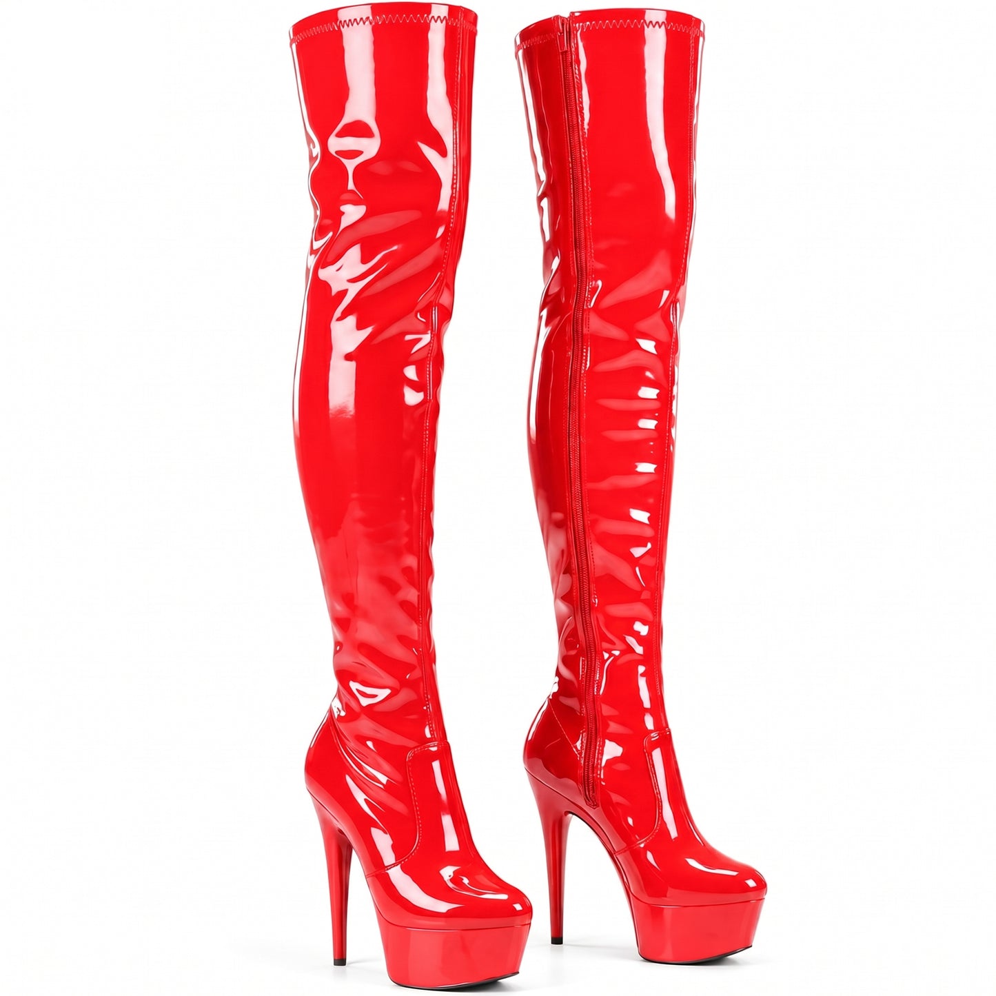 Women ladies boots thigh high Stiletto Heel Wide Leg Stretch Fetish Platform Boots with side zip