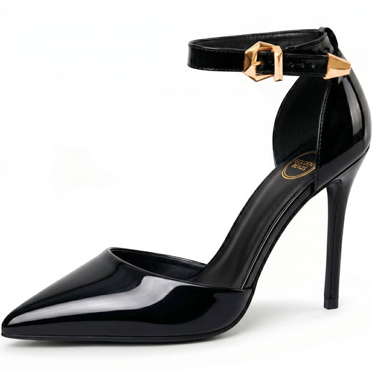 Womens ladies Ankle Strap High Stiletto Heel Sandals Pointy Toe Court Shoes