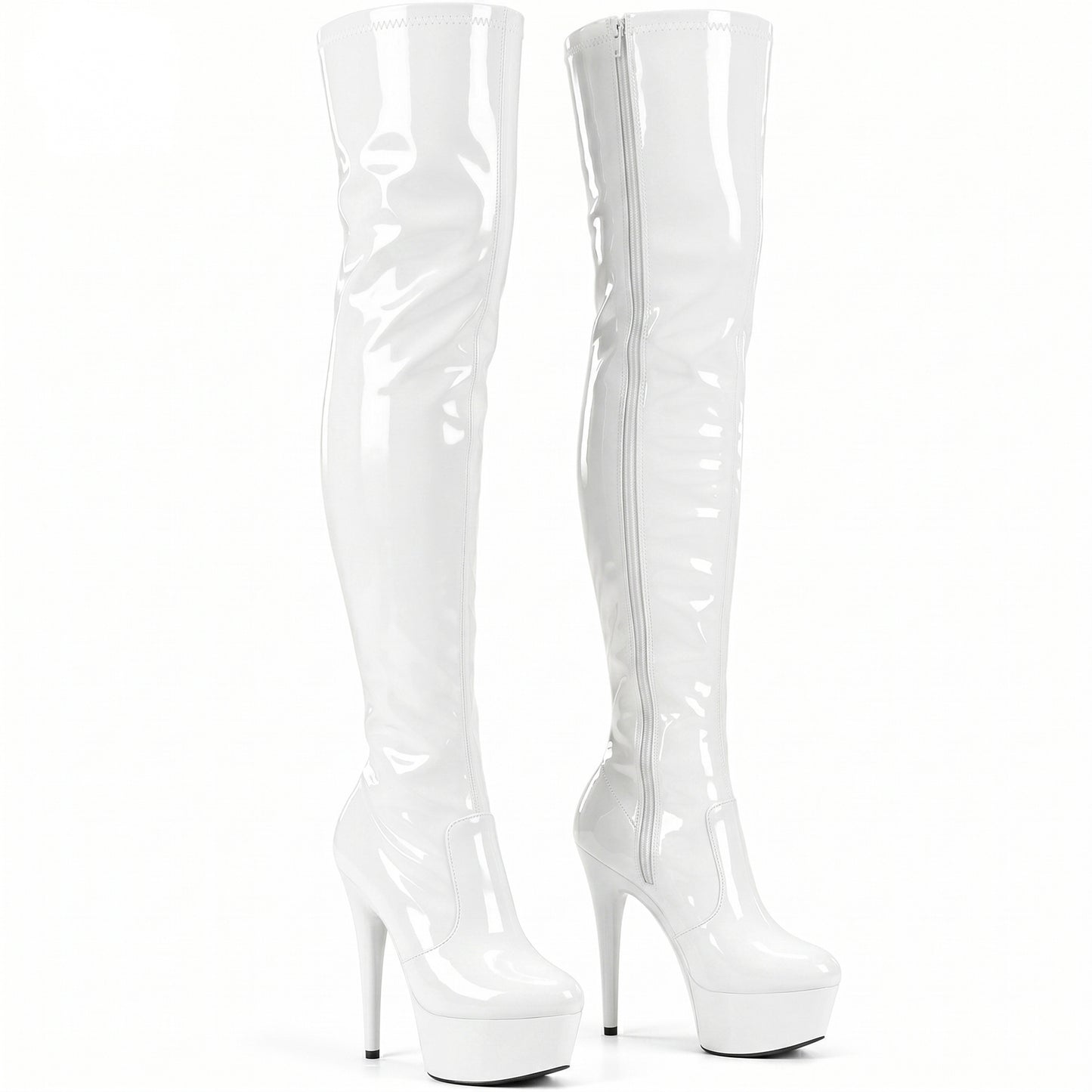 Women ladies boots thigh high Stiletto Heel Wide Leg Stretch Fetish Platform Boots with side zip