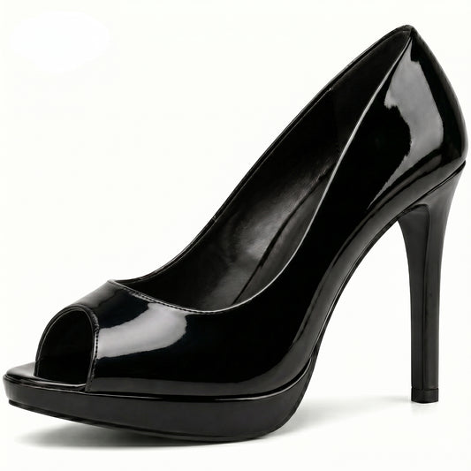 Mens Womens Drag Queen Cross Dresser HIGH Heel PEEP Toe Court Shoes