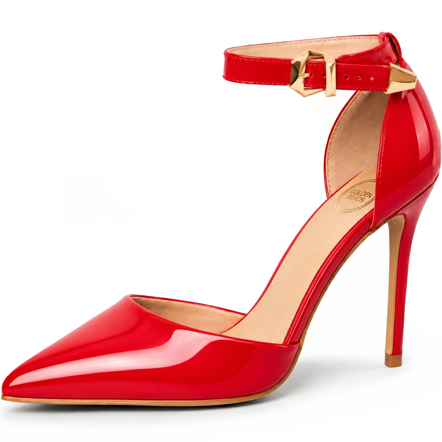 Womens ladies Ankle Strap High Stiletto Heel Sandals Pointy Toe Court Shoes
