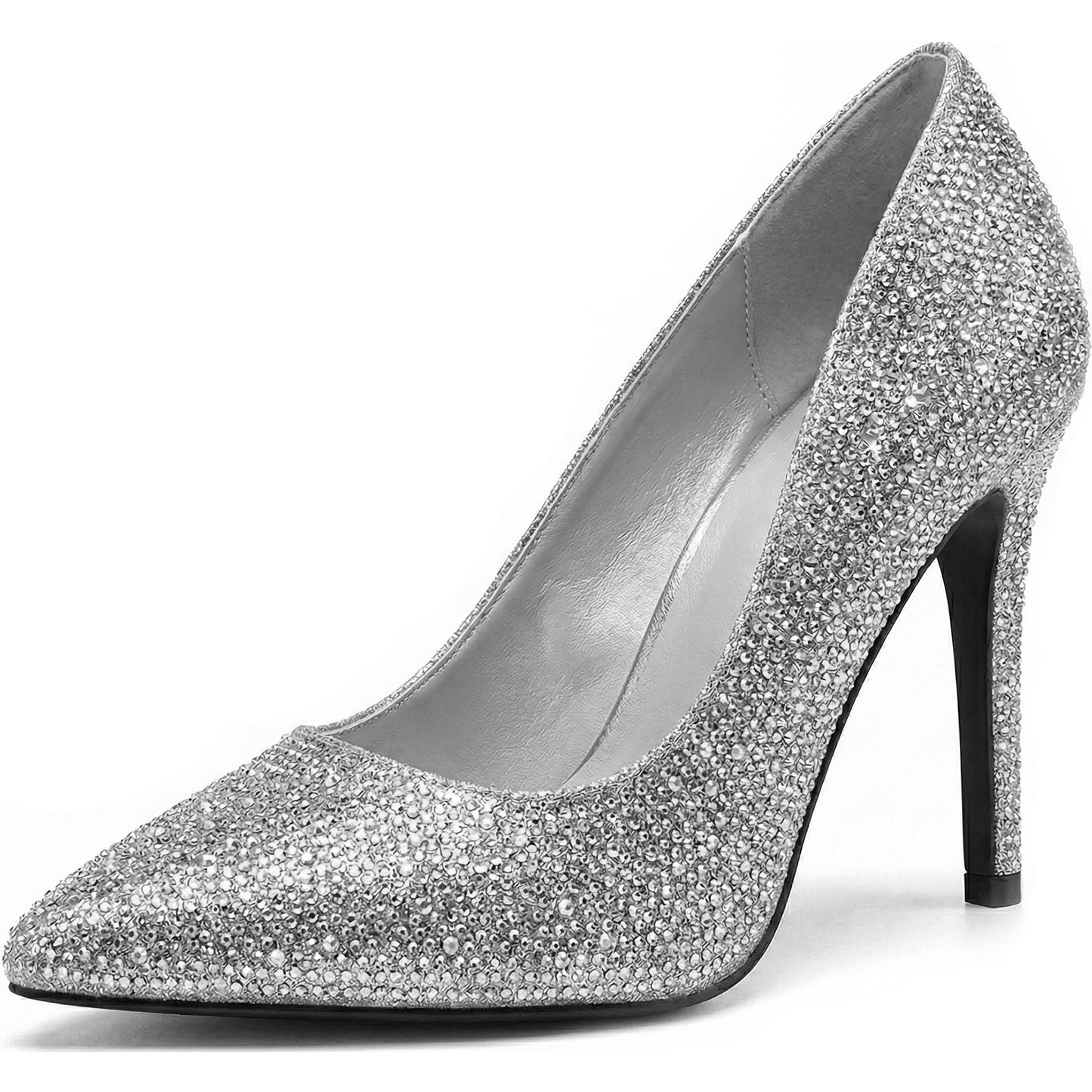 Womens Stiletto High Heel Pointed Toe Pumps Ladies Party Wedding Bridal Occasion Heeled  Court Shoes