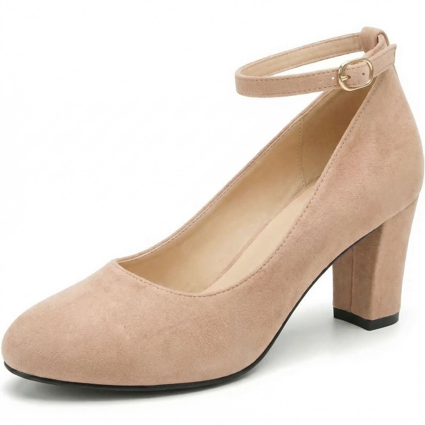 Ankle Strap Block Heels Court Shoes For Women High Heel Ladies
