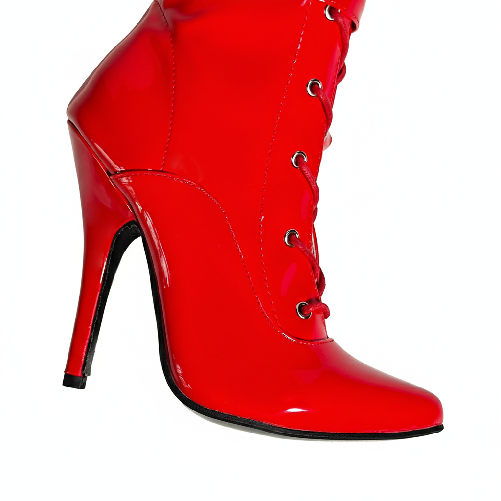 Women's High Heel Knee High Boots Lace Up Stiletto with 3 Buckles & Side Zip Edgy Punk Gothic Style Sexy Footwear UK 3-12