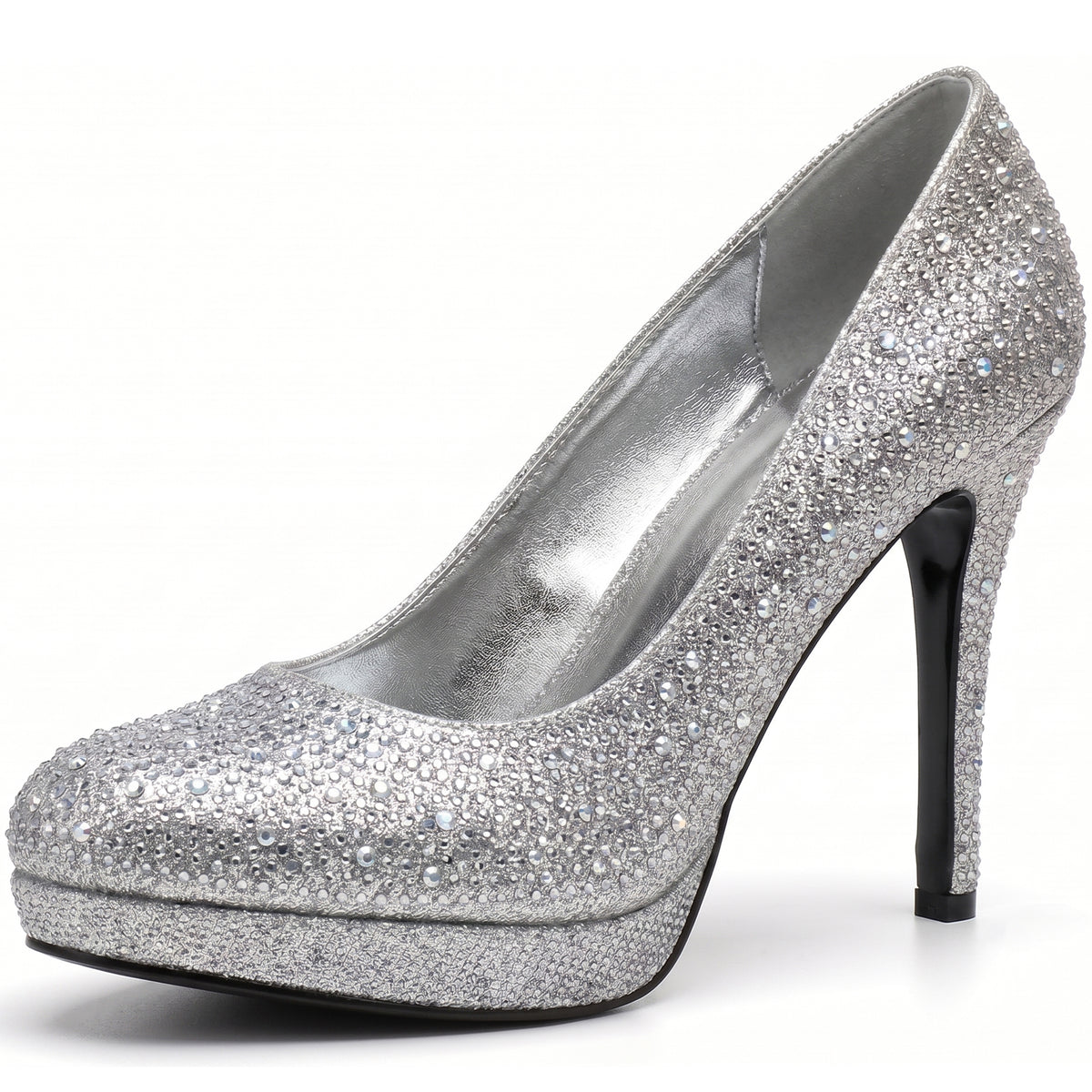 Ladies women high heel diamante court shoes sparkly party bridal wedding shoe