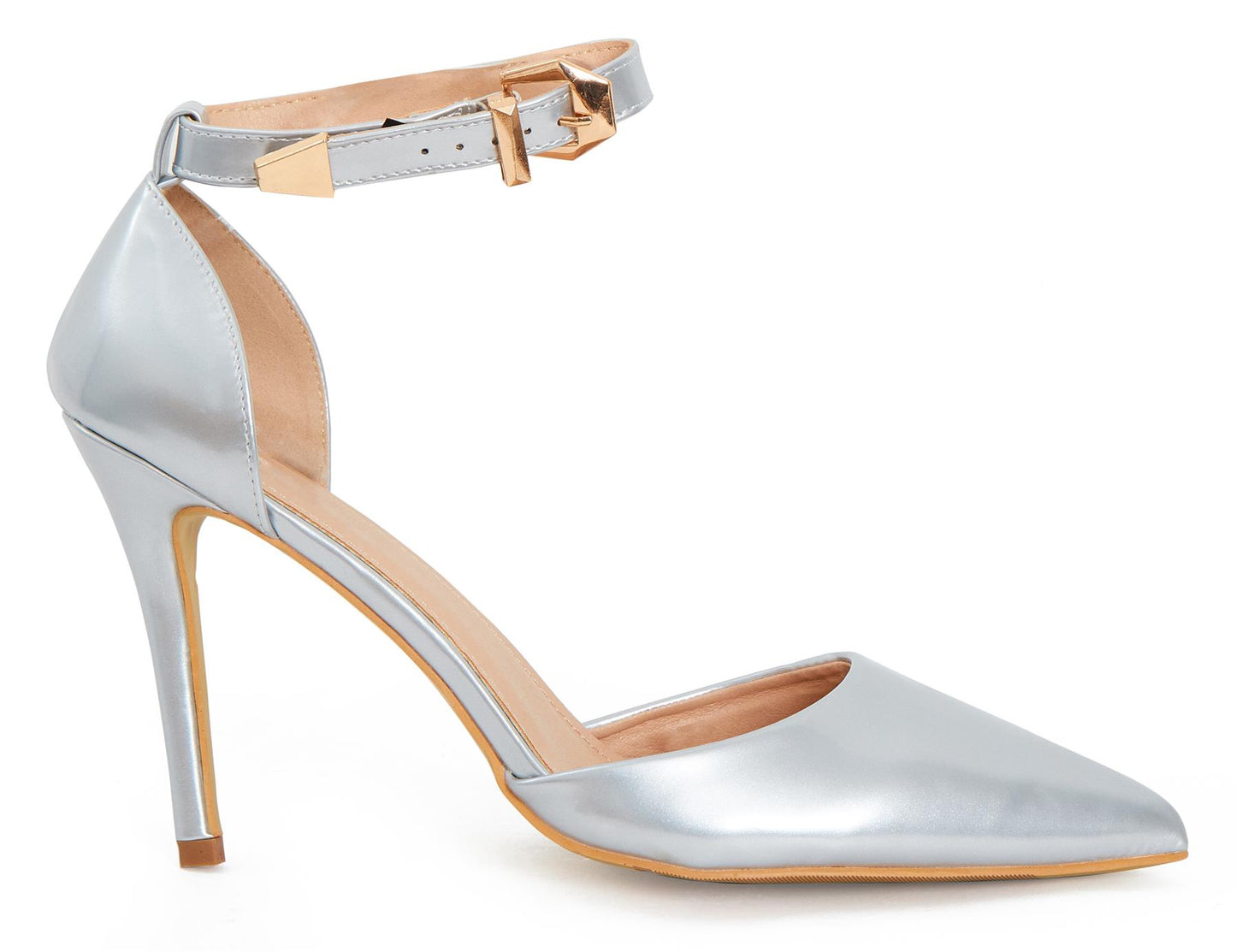 Womens ladies Ankle Strap High Stiletto Heel Sandals Pointy Toe Court Shoes