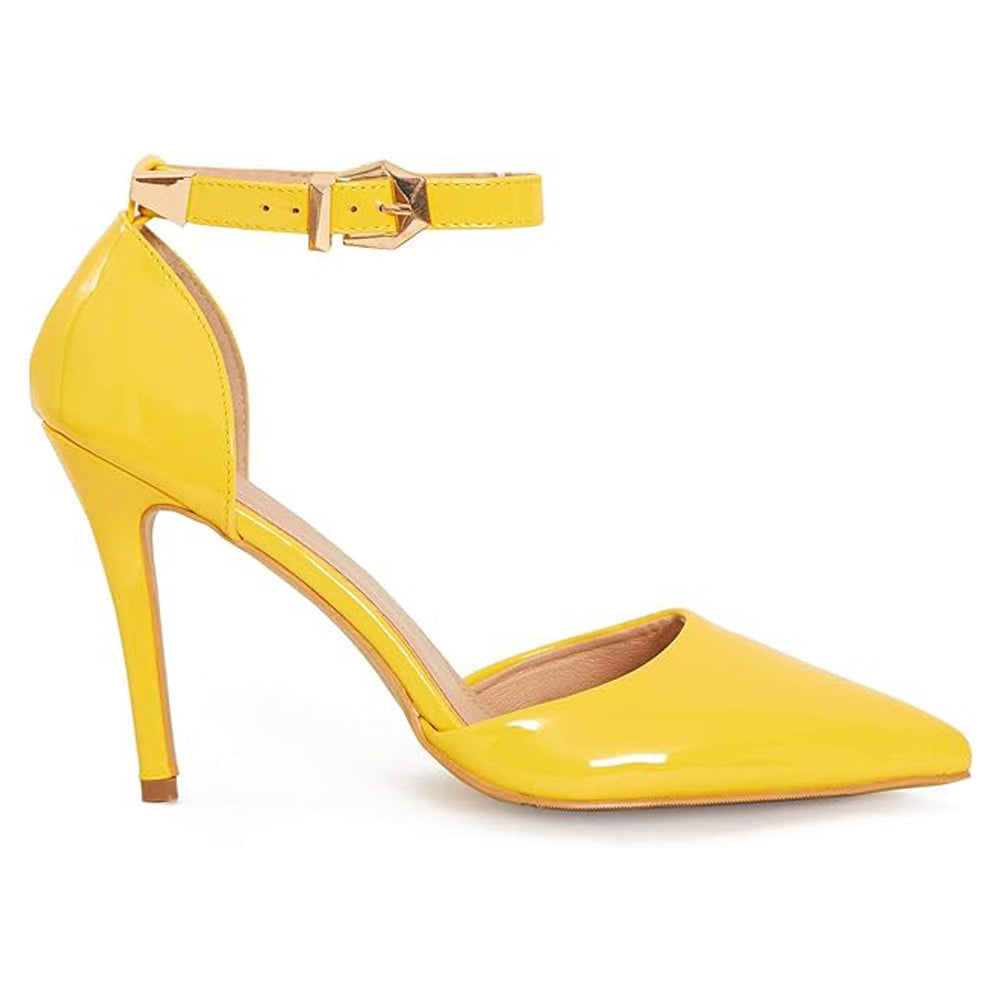 Womens ladies Ankle Strap High Stiletto Heel Sandals Pointy Toe Court Shoes
