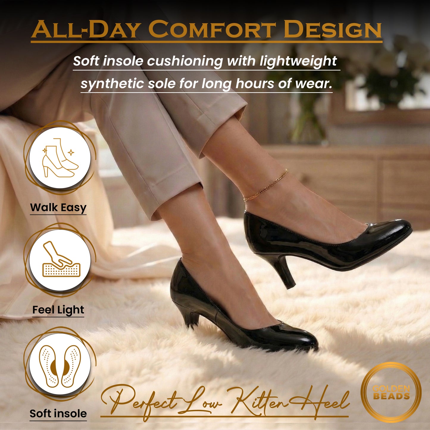 Ladies Womens Low Kitten Heel Work Court Evening Girls Shoes Pumps