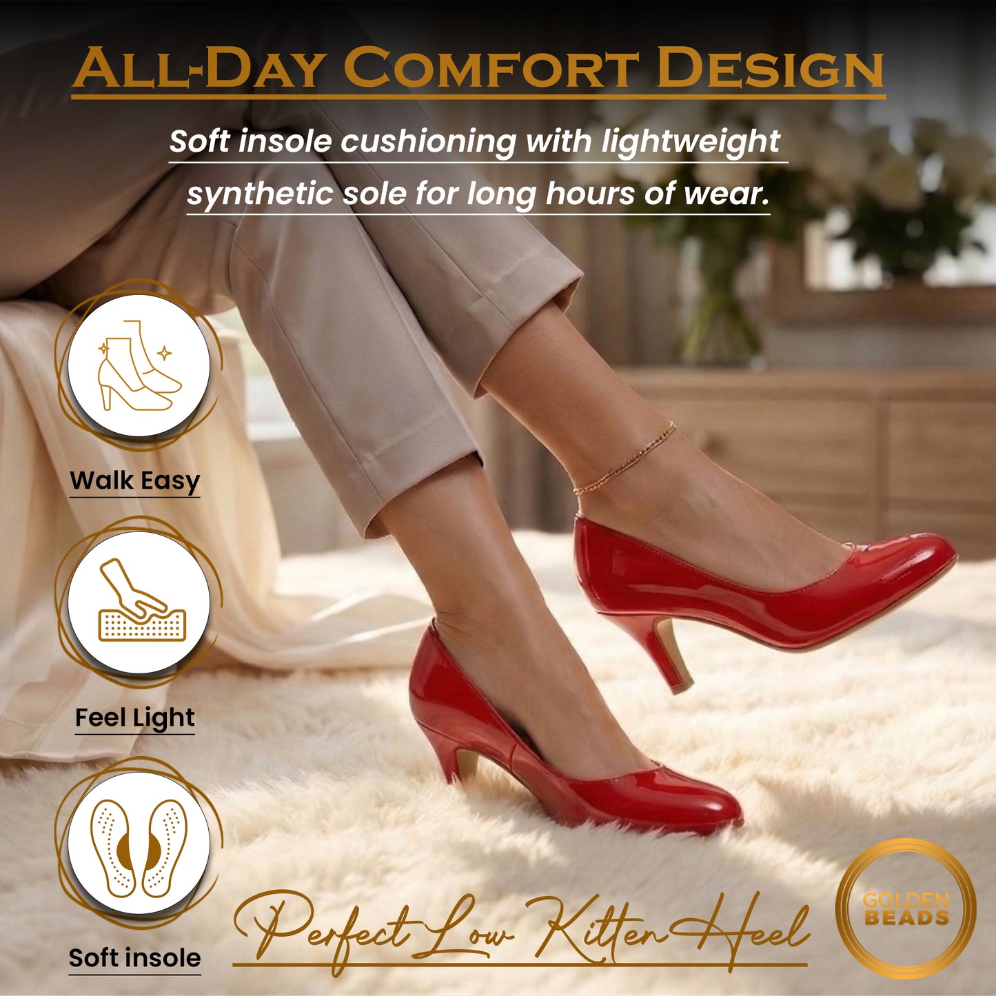 Womens Ladies Low Kitten Heels for Office, Work, Night Out and Party Court Shoes
