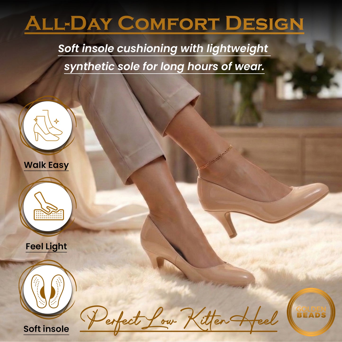 Womens Ladies Low Kitten Heels for Office, Work, Night Out and Party Court Shoes