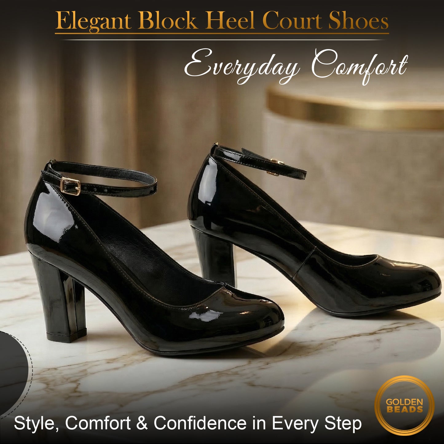 Womens Ladies Block Heel Ankle Strap Work Court Evening Dress Girls Shoes Pumps