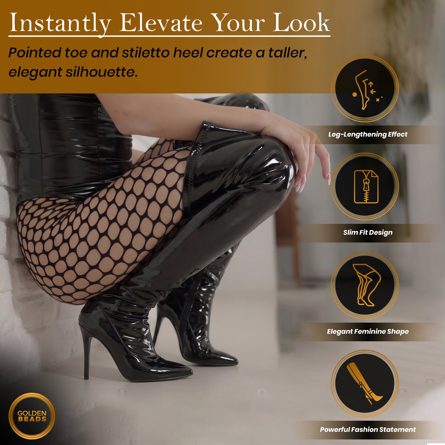 Women thigh high heel boots, Lace-up kinky fetish over the knee heels, elegant shoes
