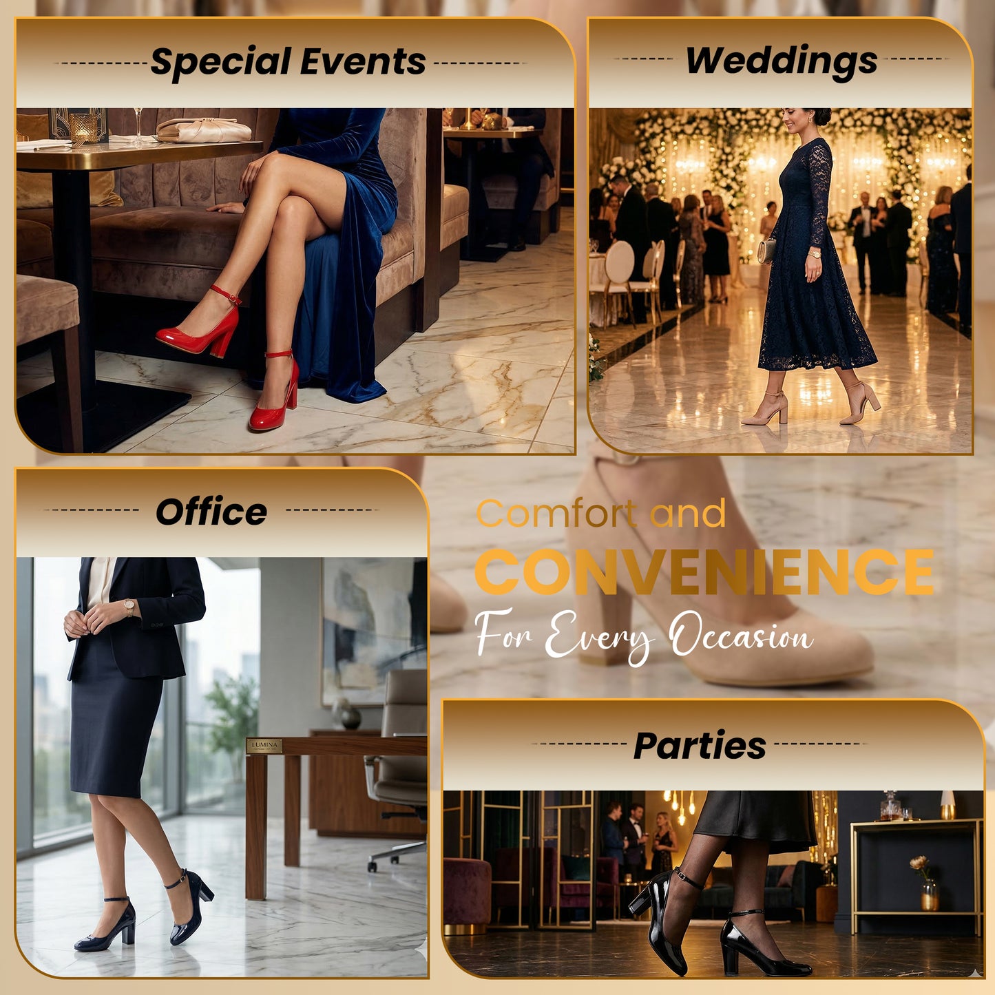 Womens Ladies Block Heel Ankle Strap Work Court Evening Dress Girls Shoes Pumps