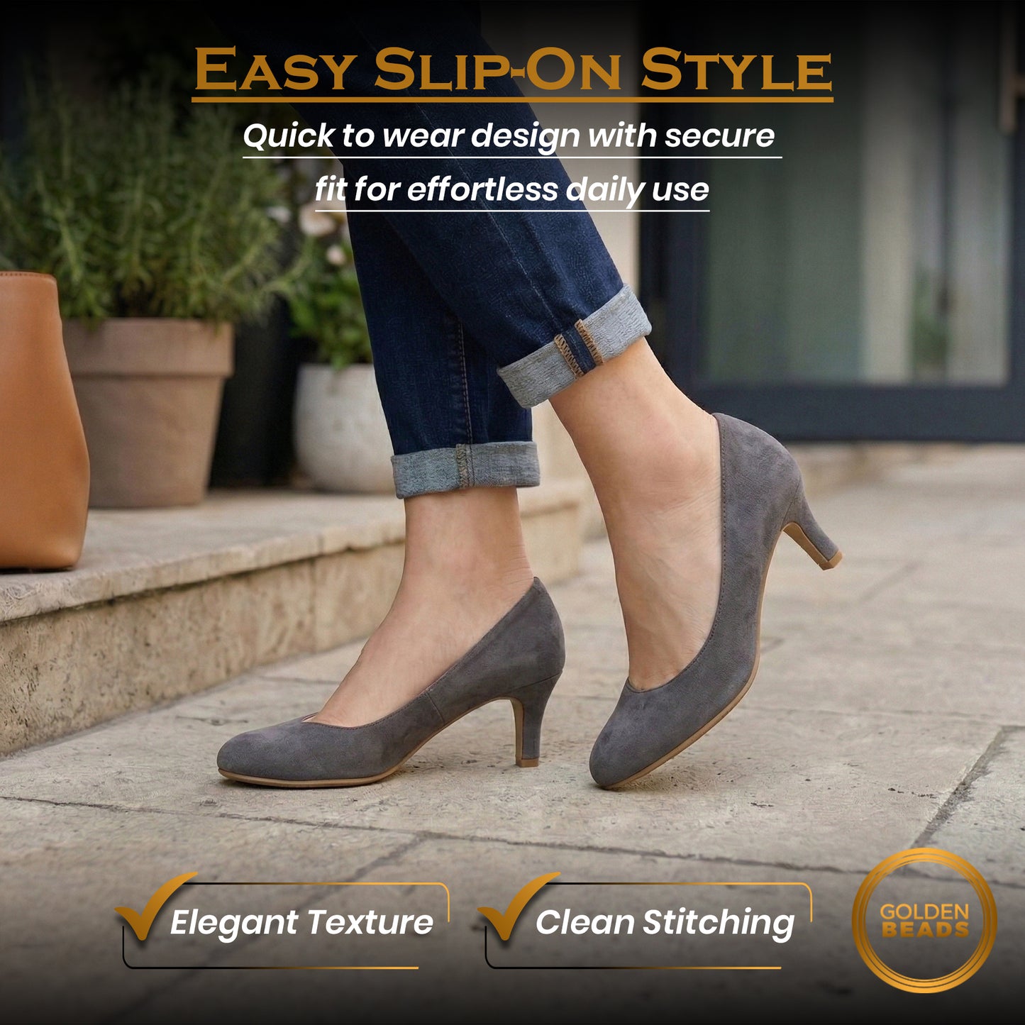 Womens Ladies Low Kitten Heels for Office, Work, Night Out and Party Court Shoes