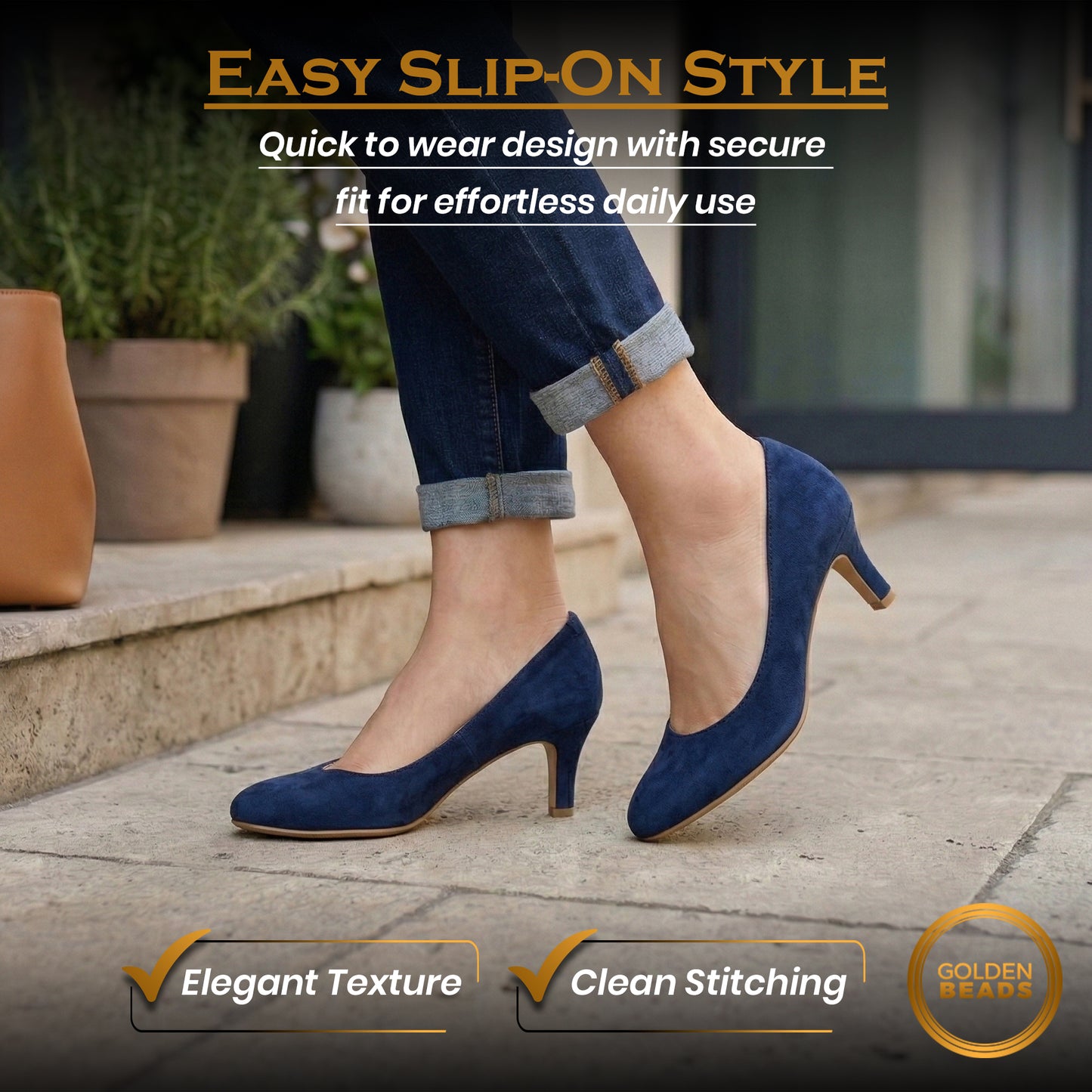 Womens Ladies Low Kitten Heels for Office, Work, Night Out and Party Court Shoes
