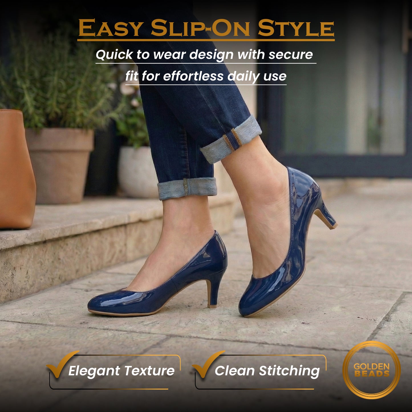 Womens Ladies Low Kitten Heels for Office, Work, Night Out and Party Court Shoes
